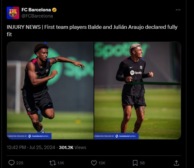 برشلونة يعيد بالدي وأراوخو للمعسكر بعد شفائهم من الإصابة