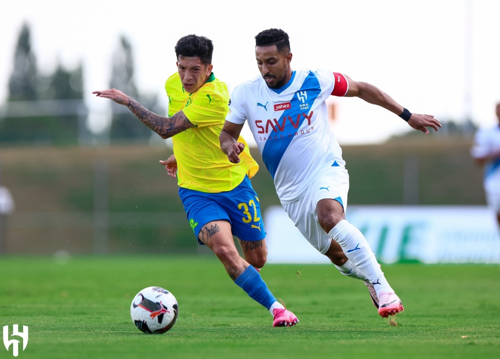 أوباميانج يسجل هدفه الأول مع القادسية السعودي في مباراة ودية ضد أولمبياكوس اليوناني