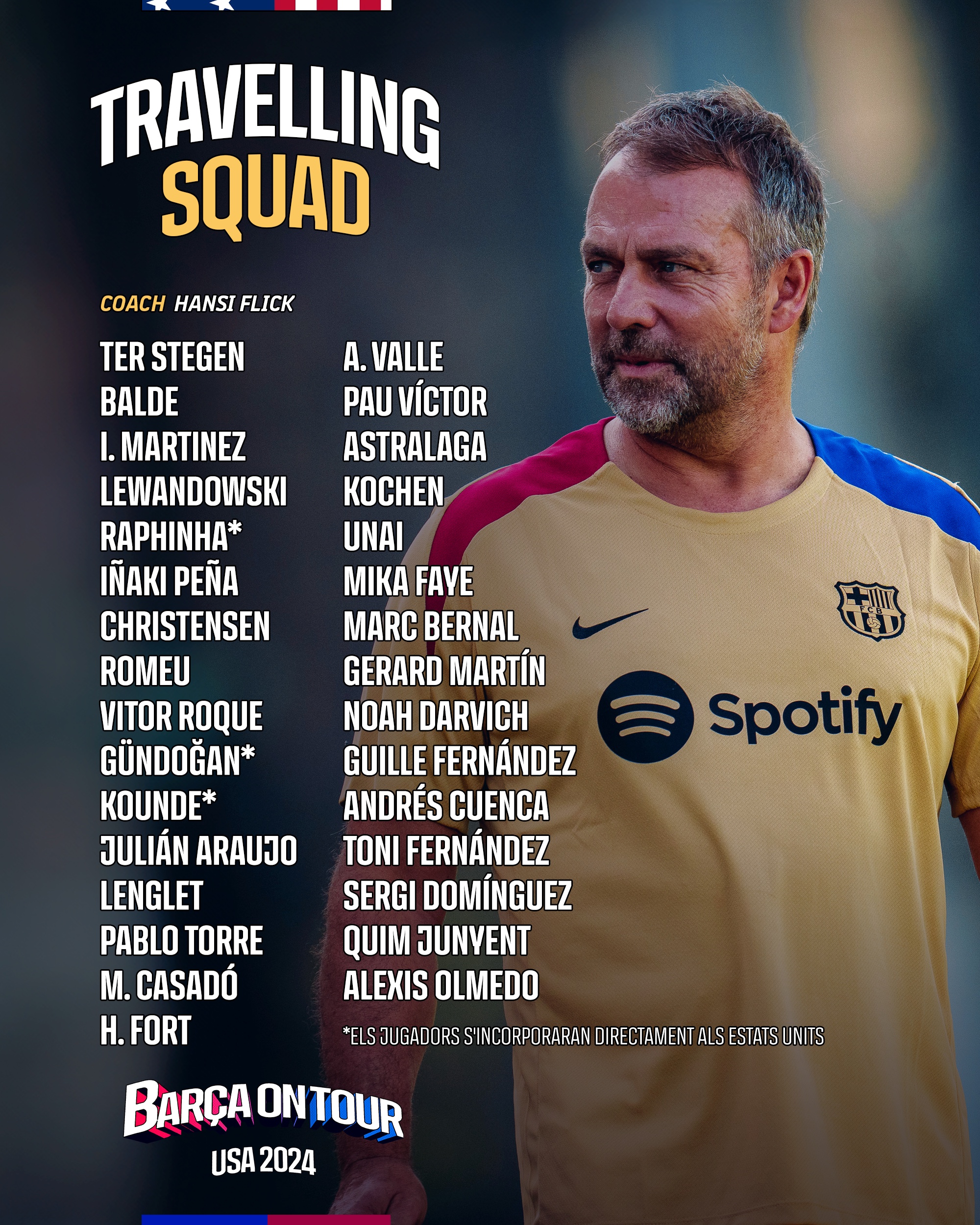 برشلونة يعلن قائمة الفريق لمعسكر الإعداد في الولايات المتحدة استعدادًا للموسم الجديد 2024-2025