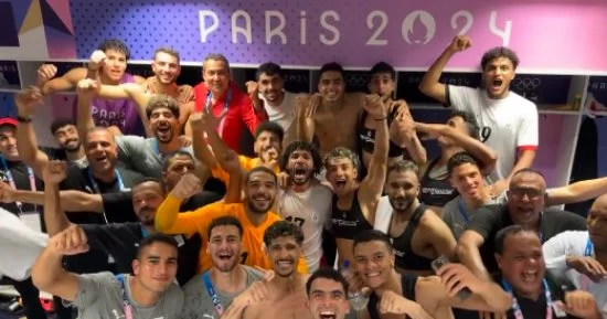 شاهد.. احتفالات منتخب مصر بعد الفوز على إسبانيا في أولمبياد باريس 2024