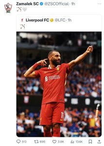 الزمالك يعلق على احتفال محمد صلاح بهدفه أمام إيبسويتش تاون