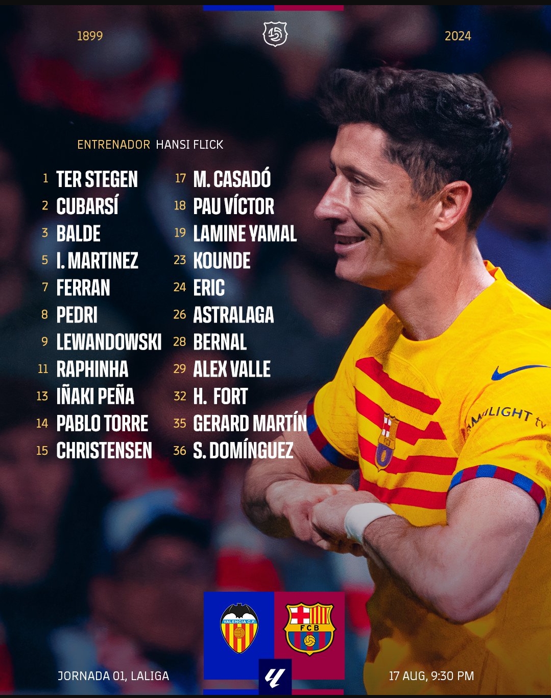 في افتتاح الدوري الإسباني.. بيدري يتصدر قائمة برشلونة لمواجهة فالنسيا