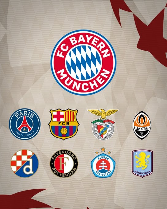 بايرن ميونخ يواجه برشلونة وباريس سان جيرمان في دوري أبطال أوروبا