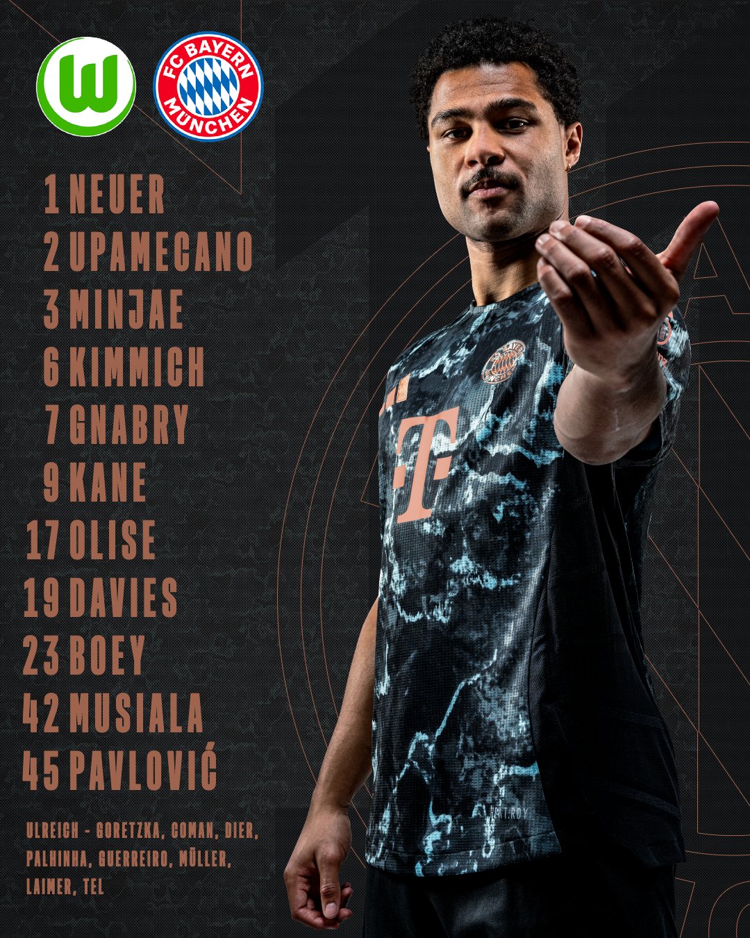 تشكيل بايرن ميونخ لمواجهة فولفسبورج في الدوري الألماني