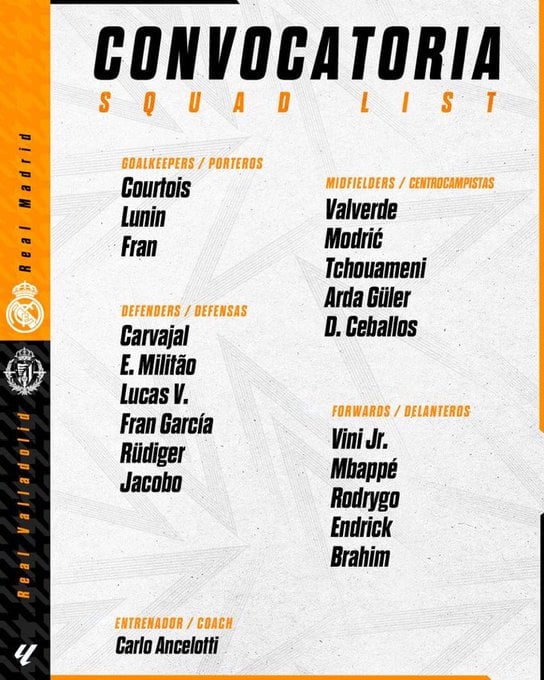 تشكيلة ريال مدريد لمواجهة بلد الوليد