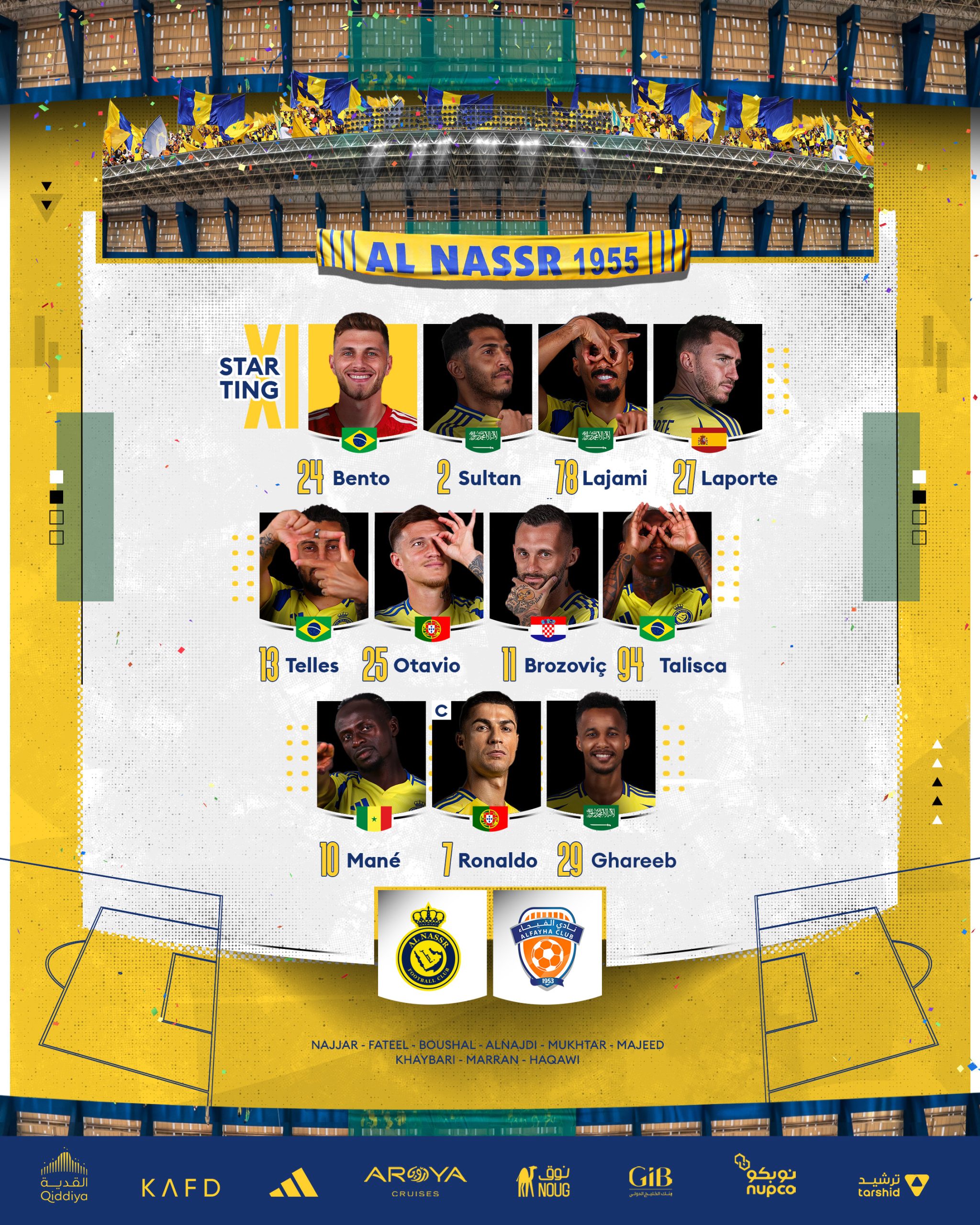 كاسترو يعلن تشكيل النصر لمواجهة الفيحاء في الجولة الثانية