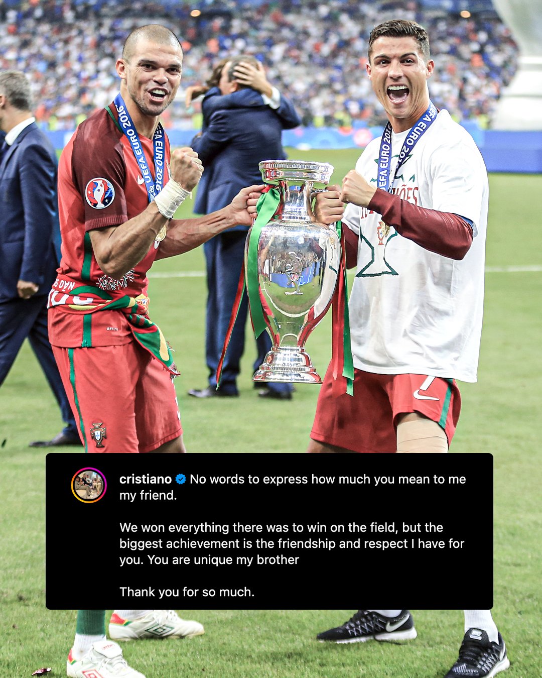 كريستيانو رونالدو يودع بيبي بكلمات مؤثرة بعد اعتزاله