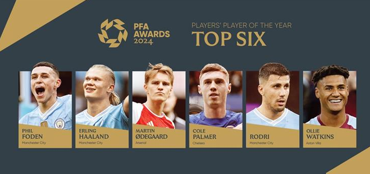 هالاند وفودين يتصدران قائمة المرشحين لجائزة أفضل لاعب في الدوري الإنجليزي