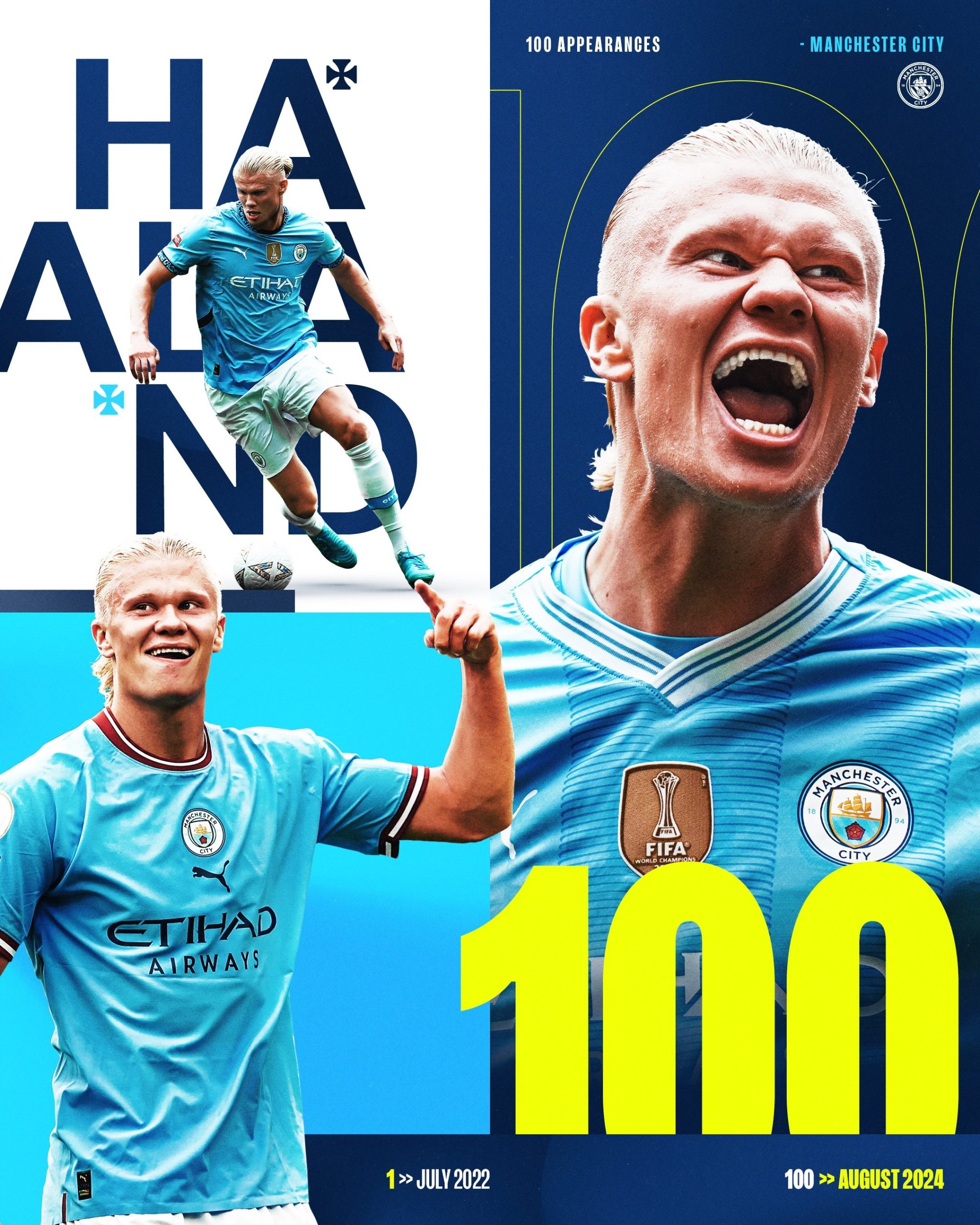 هالاند يخوض مباراته المئوية مع مانشستر سيتي ضد تشيلسي