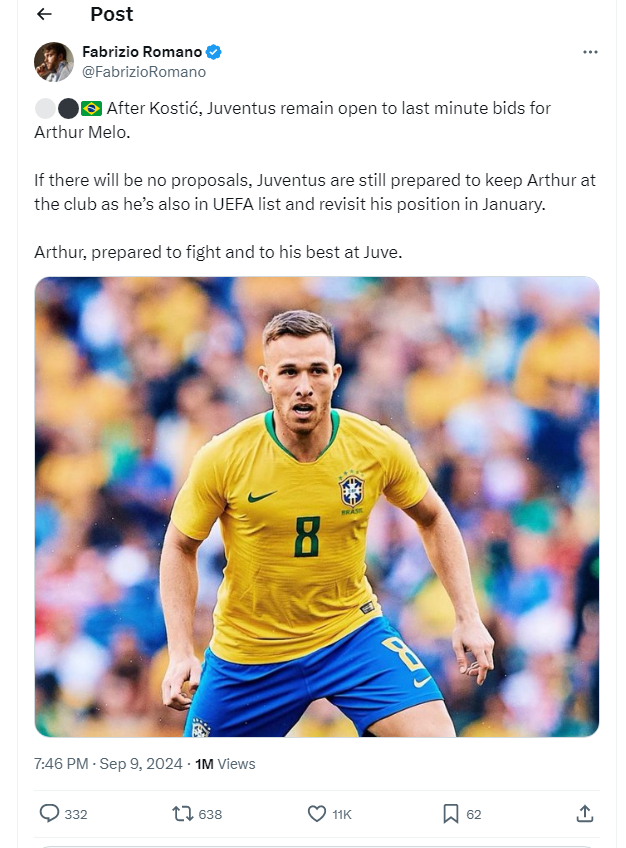 مصير أرثر ميلو مع يوفنتوس
