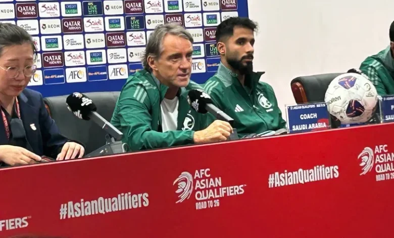 مانشيني يتطلع لفوز السعودية أمام الصين في تصفيات كأس العالم 2026